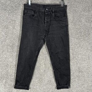 The Unbranded Brand UB644 Jeans Mens 34x29 Black Relaxed Tapered Selvedge
